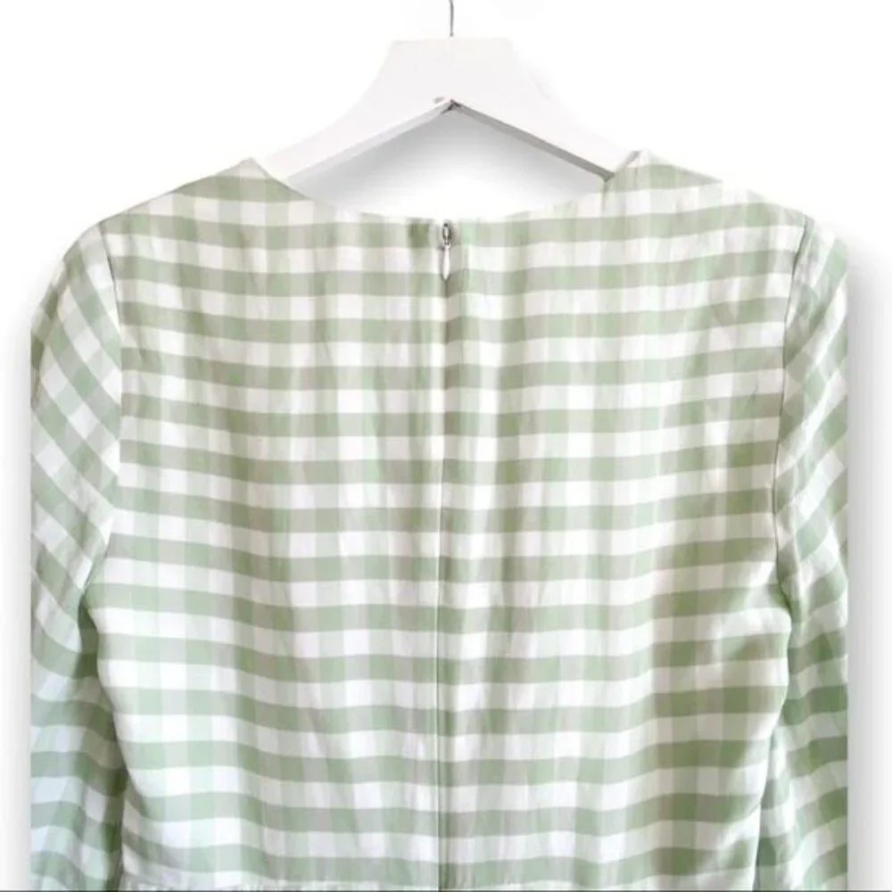 STAUD Olivier Gingham Mini Dress Green Blue Size 2 NWT
